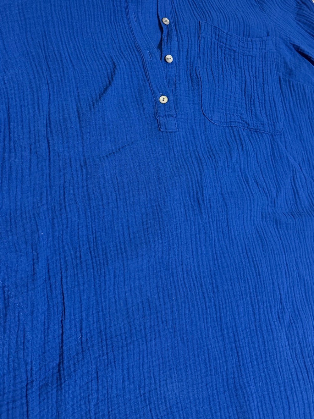 J. Jill Vibrant Blue 100% Cotton Gauze One Pocket Midi Shirtdress Large - Picture 10 of 15